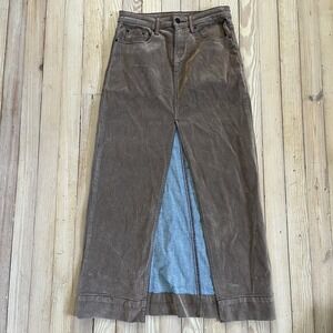Urban Outfitters‎ BDG Skirt XS Brown Mandi Flocked Stretch Maxi Large Slit Suede